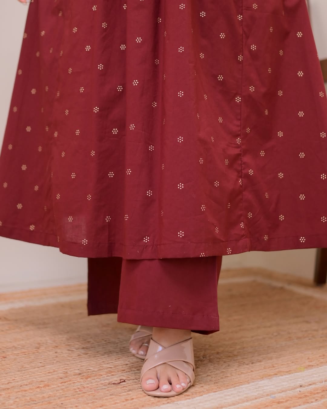 Jaipur Kurta Brown Pure Cotton Kurta Set With Palazzo Pants for Women