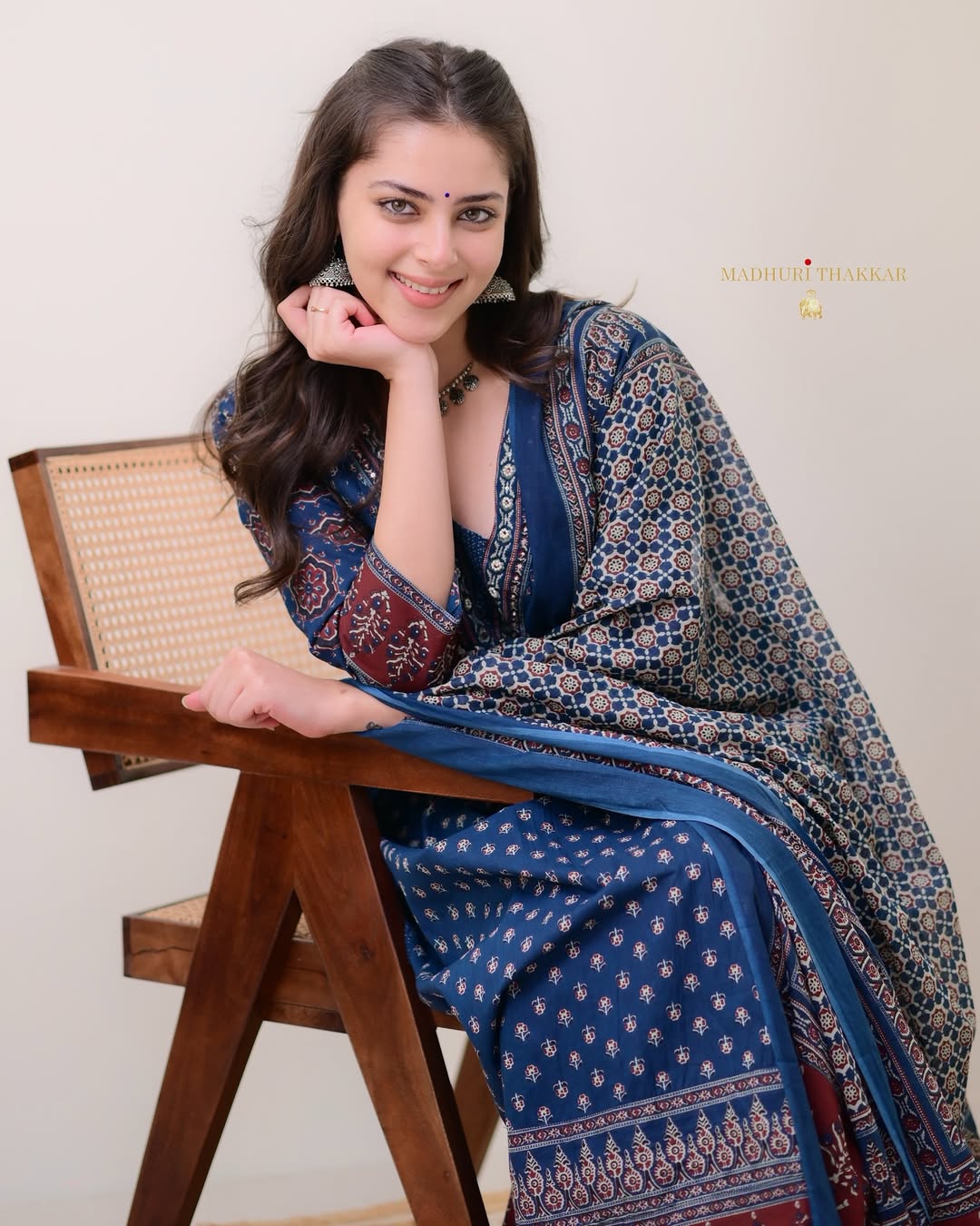Jaipur Kurta Beautiful Blue Aline Premium Cotton Suit dupatta set