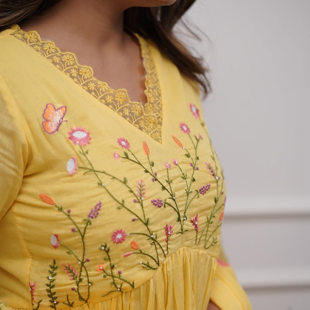 Yellow Pure Cotton Kurta and Pants With Dupatta | For Women