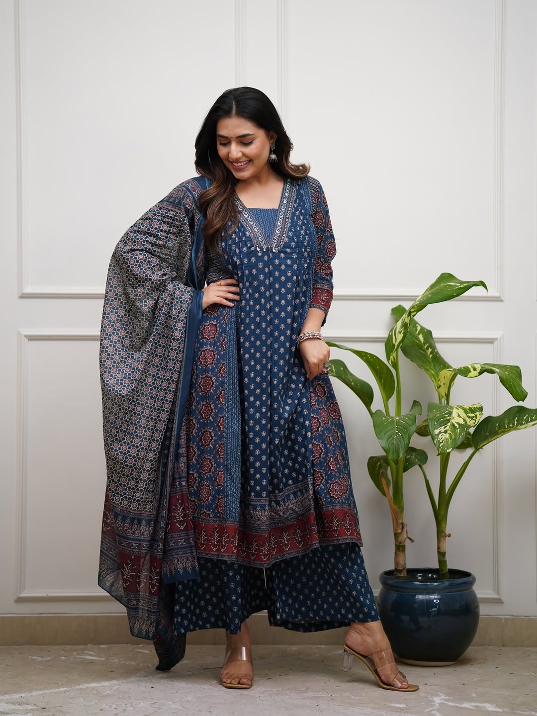 Jaipur Kurta Premium Ajrakh print cotton Plazo sets