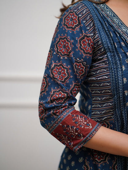 Jaipur Kurta Premium Ajrakh print cotton Plazo sets