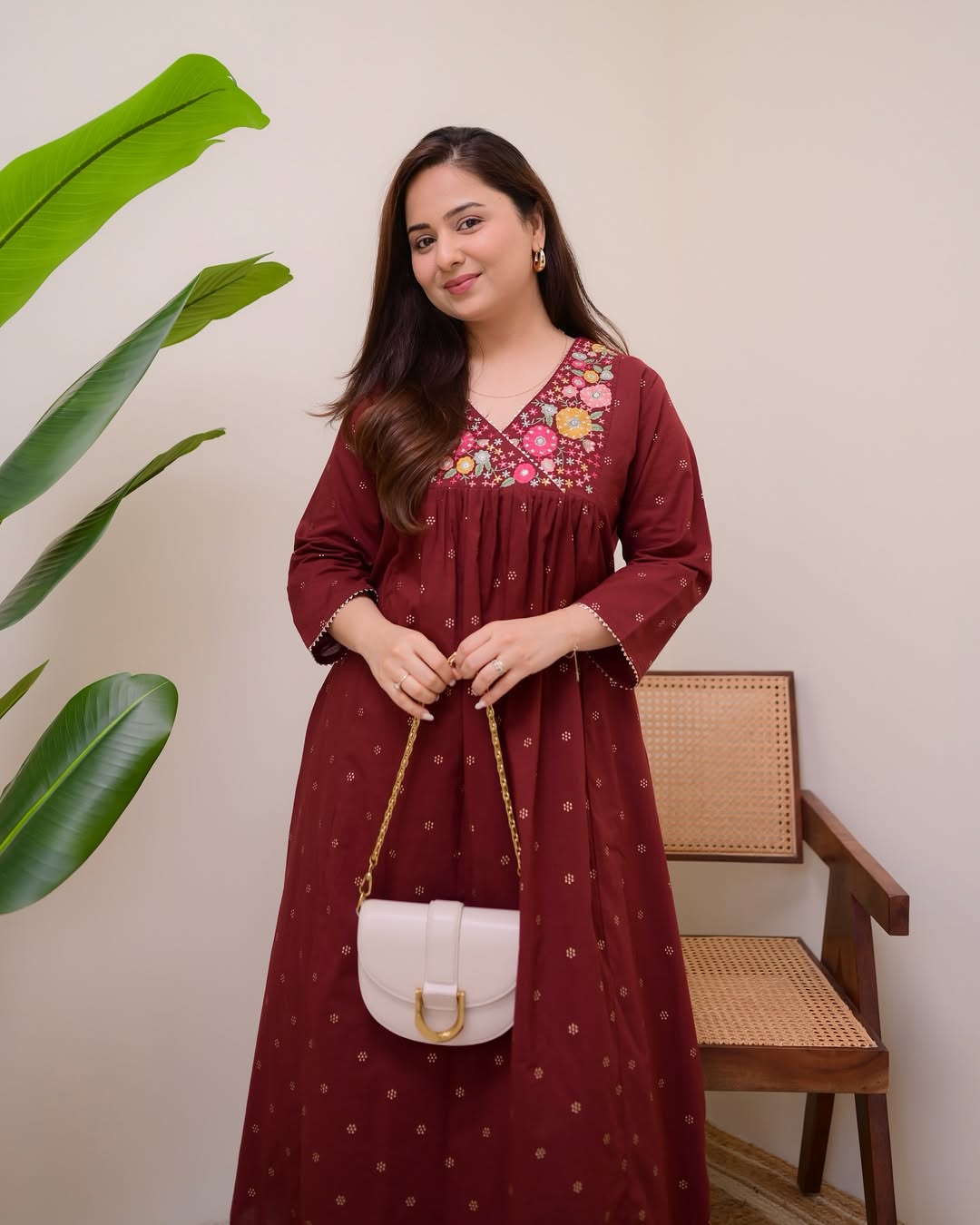 Jaipur Kurta Brown Pure Cotton Kurta Set With Palazzo Pants for Women
