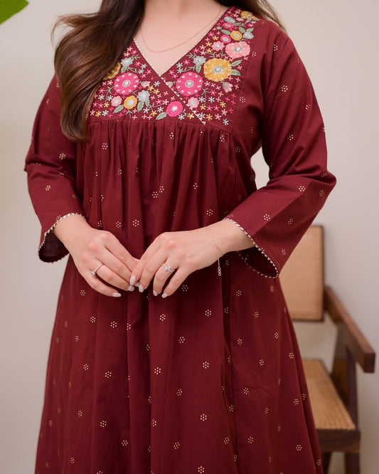 Jaipur Kurta Brown Pure Cotton Kurta Set With Palazzo Pants for Women