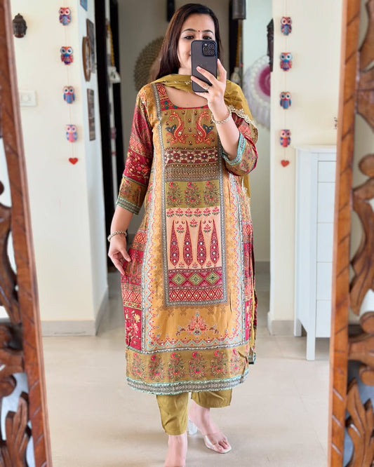 Jaipur Kurta Pure Muslin Digital Print kurta Set with Dupatta