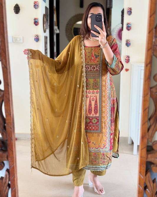 Jaipur Kurta Pure Muslin Digital Print kurta Set with Dupatta