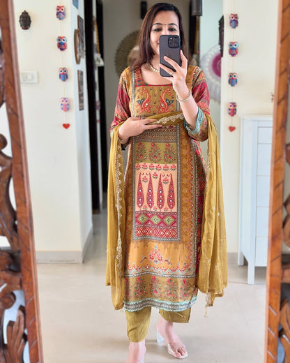 Jaipur Kurta Pure Muslin Digital Print kurta Set with Dupatta