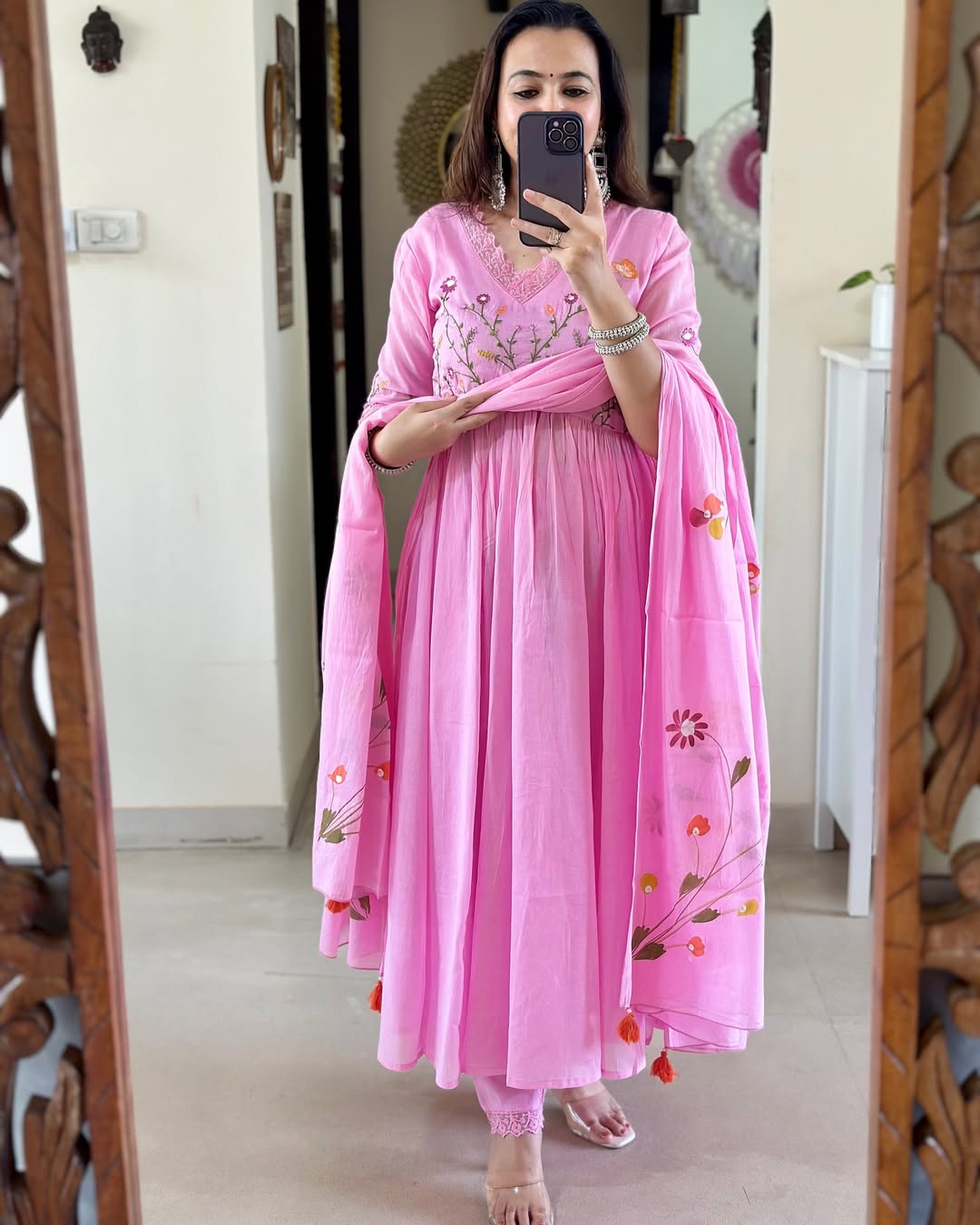 Jaipur Kurta Pink Pure Cotton Kurta and Pants With Dupatta | For Women