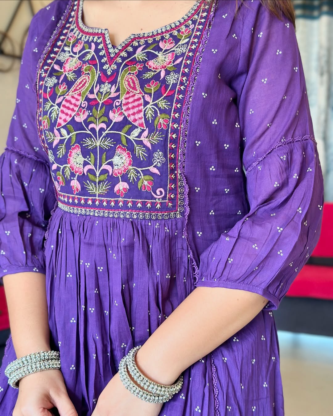 Jaipur Kurta Purple Pure Cotton Embroidered Kurta and Pants with Dupatta For Women