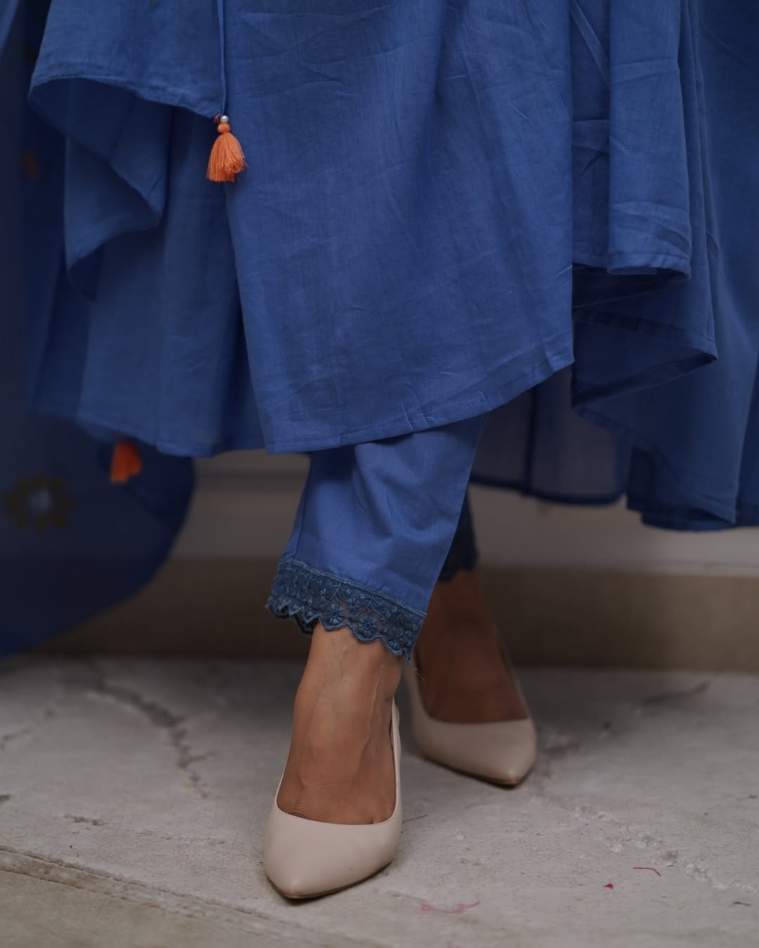 Blue Pure Cotton Kurta and Pants With Dupatta | For Women