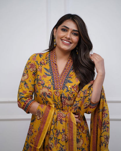 Jaipur Kurta Beautiful new cotton v neck kurta duppata and pant sets