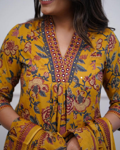 Jaipur Kurta Beautiful new cotton v neck kurta duppata and pant sets