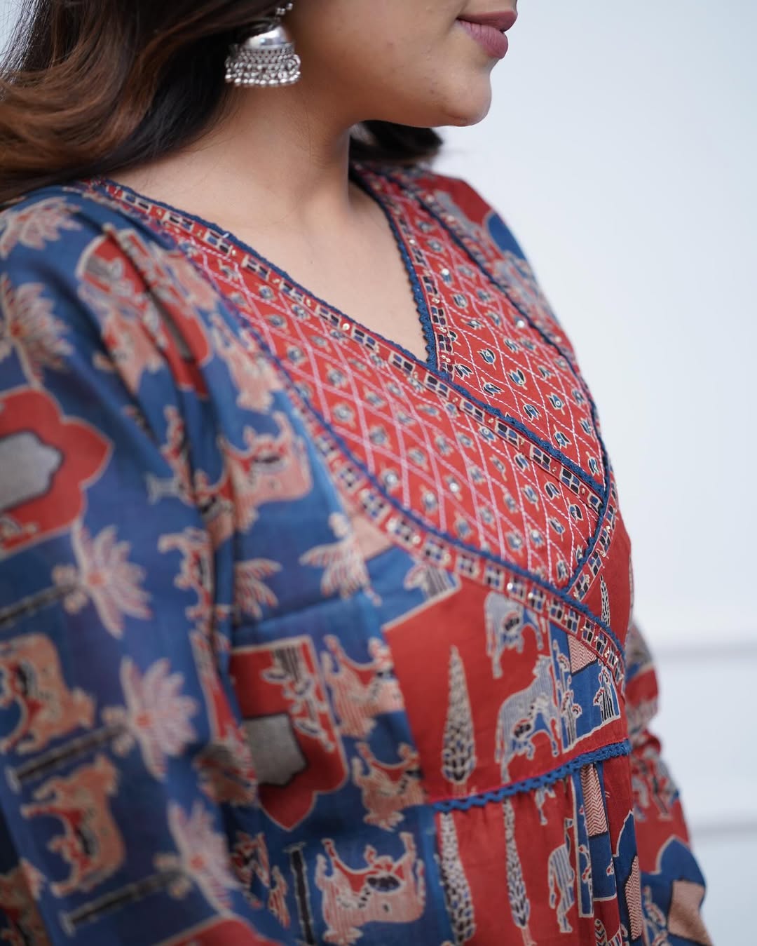 Jaipur Kurta Red Cotton Anarkali duppata set