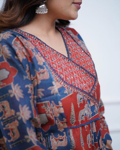 Jaipur Kurta Red Cotton Anarkali duppata set