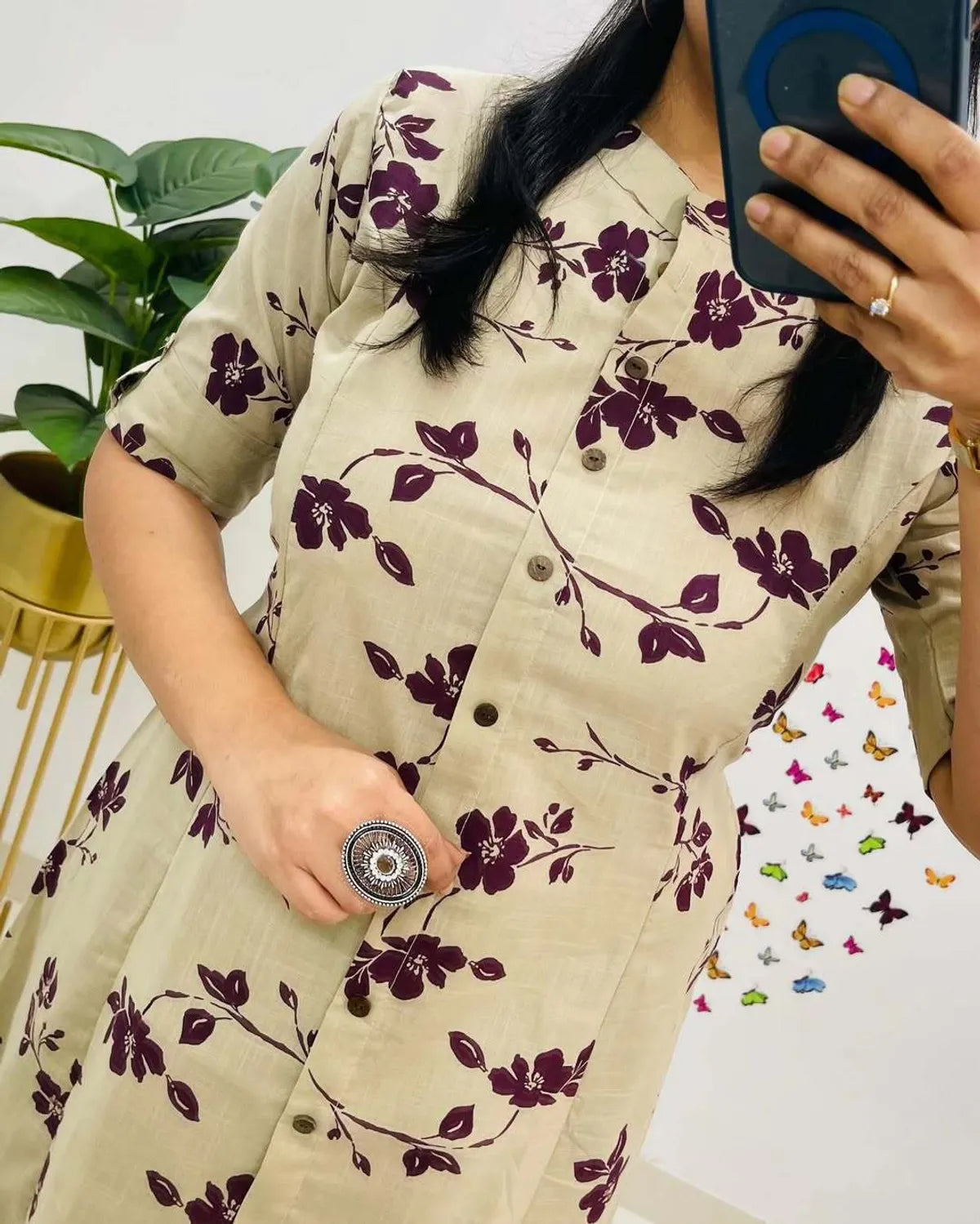 Jaipur Kurta Cream Pure Cotton Printed Kurta And Pants For Women