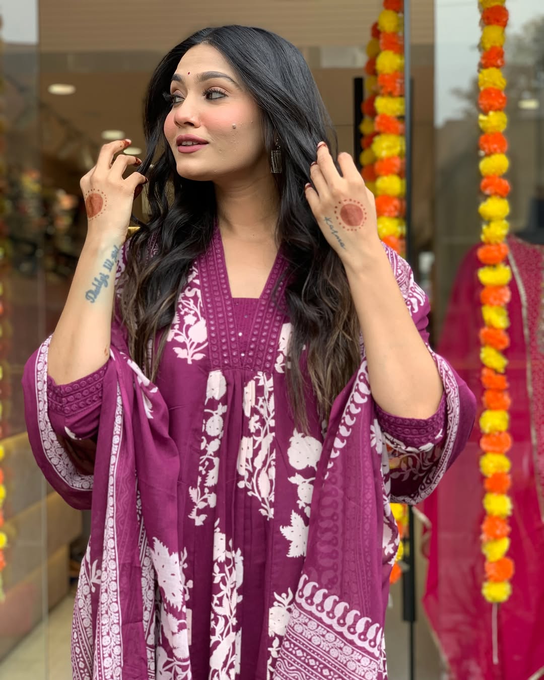 Jaipur Kurta Purple Cotton Printed Kurta And Pant With Mulmul Dupatta | For Women