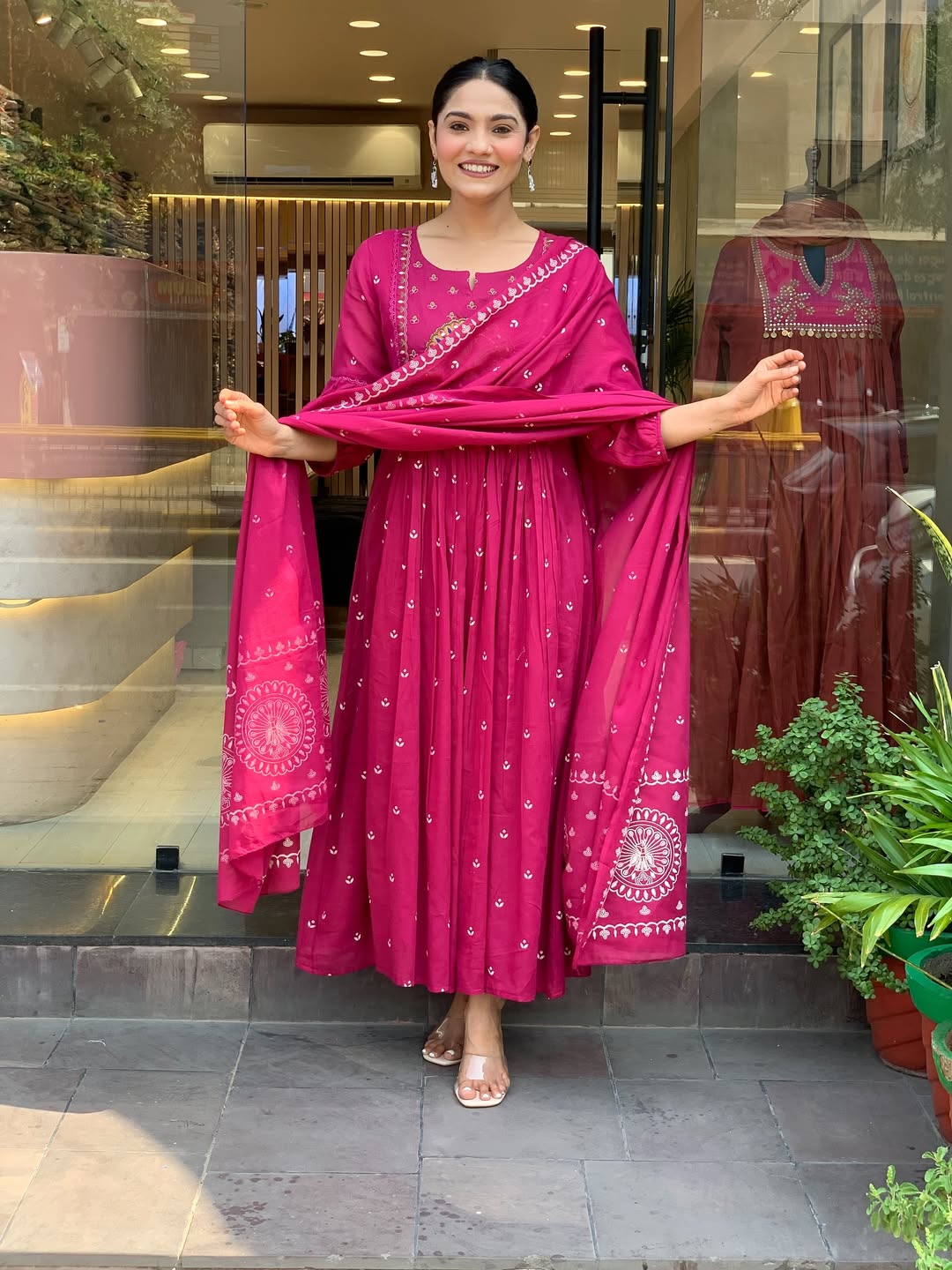 Jaipur Kurta Pink Premium Mul Cotton Kurta Suit With Dupatta