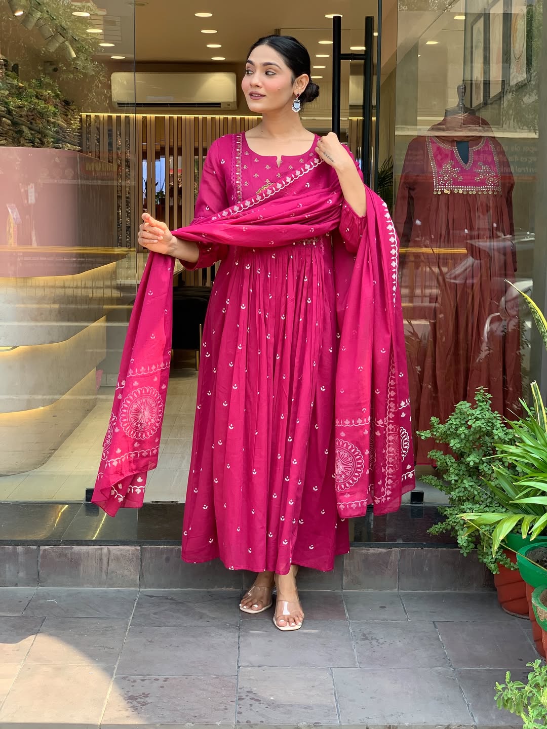 Jaipur Kurta Pink Premium Mul Cotton Kurta Suit With Dupatta