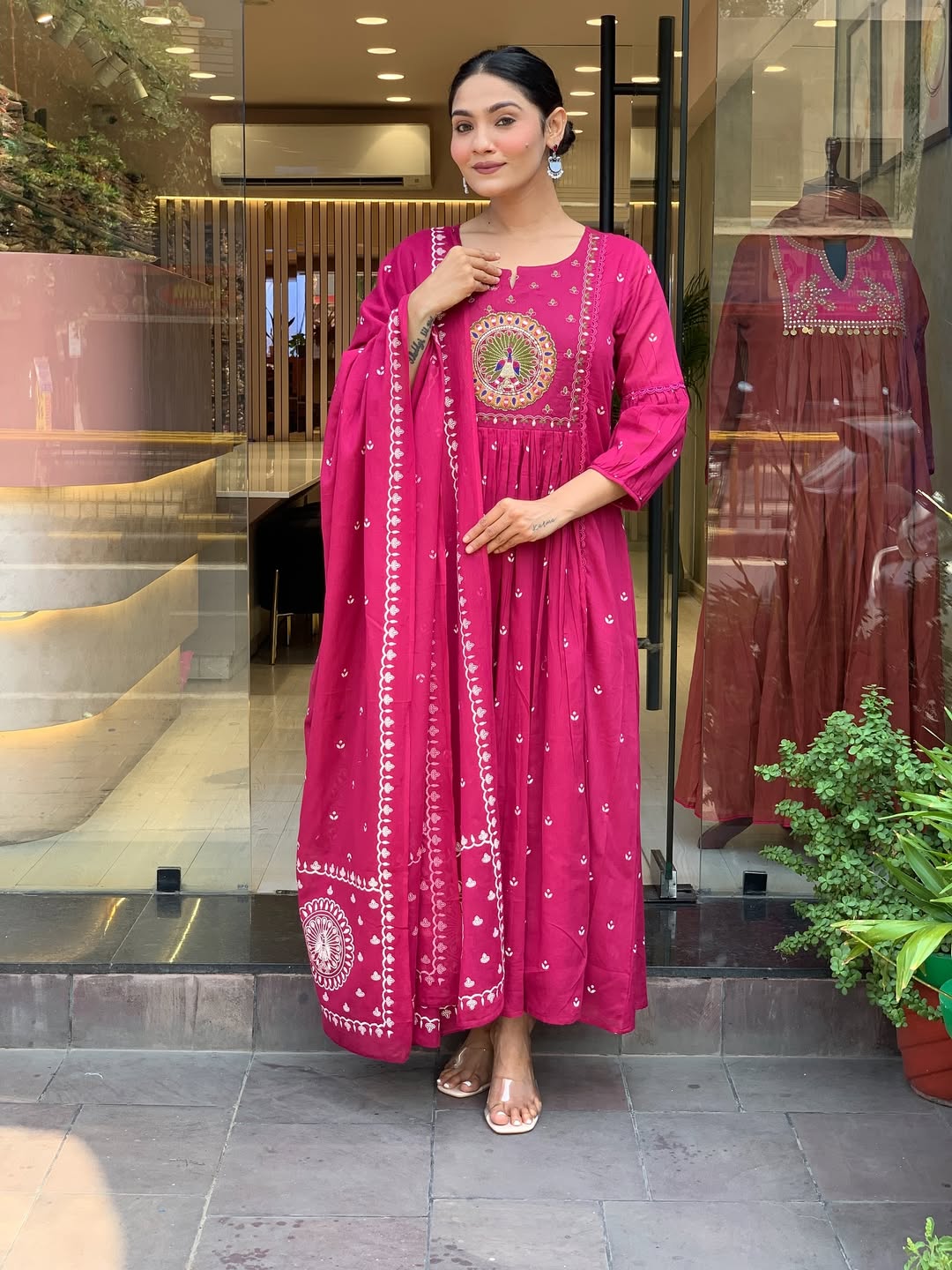 Jaipur Kurta Pink Premium Mul Cotton Kurta Suit With Dupatta