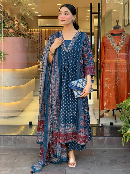Jaipur Kurta Premium Mul Cotton Kurta And Palazoo With Dupatta