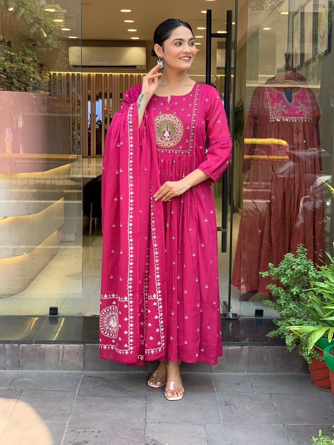 Jaipur Kurta Pink Premium Mul Cotton Kurta Suit With Dupatta
