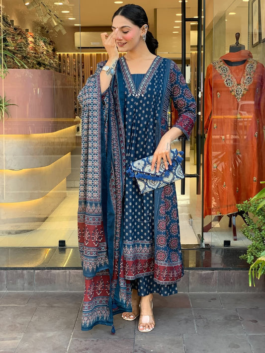 Jaipur Kurta Premium Mul Cotton Kurta And Palazoo With Dupatta