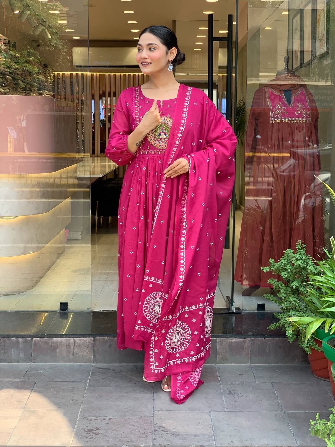 Jaipur Kurta Pink Premium Mul Cotton Kurta Suit With Dupatta