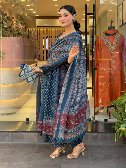 Jaipur Kurta Premium Mul Cotton Kurta And Palazoo With Dupatta
