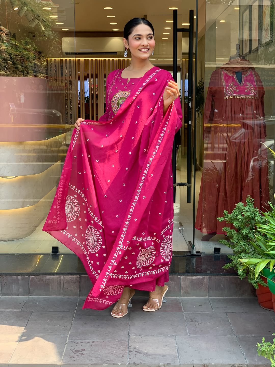 Jaipur Kurta Pink Premium Mul Cotton Kurta Suit With Dupatta