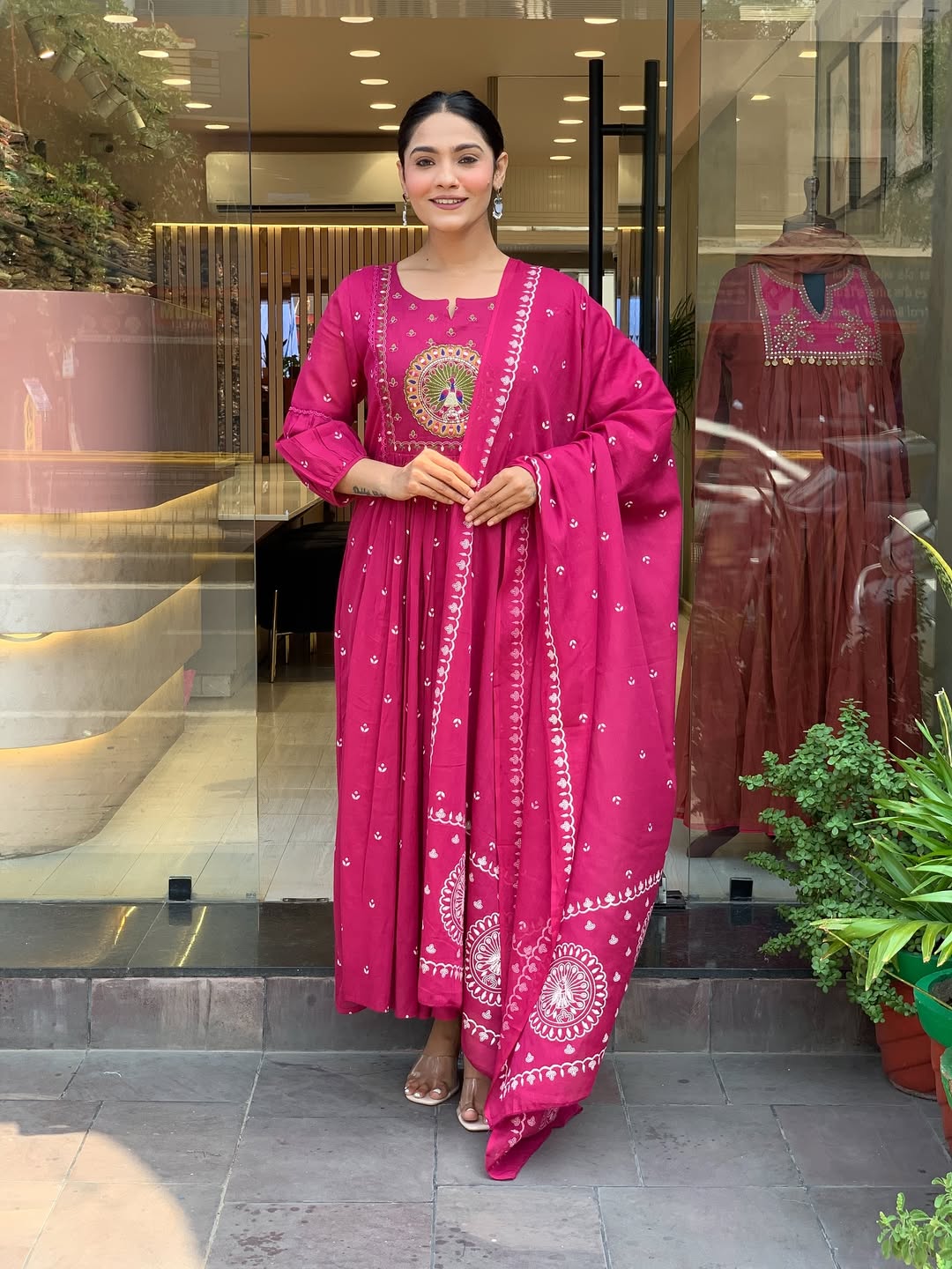 Jaipur Kurta Pink Premium Mul Cotton Kurta Suit With Dupatta