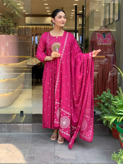 Jaipur Kurta Pink Premium Mul Cotton Kurta Suit With Dupatta
