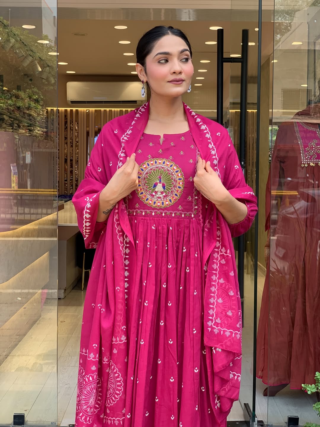 Jaipur Kurta Pink Premium Mul Cotton Kurta Suit With Dupatta