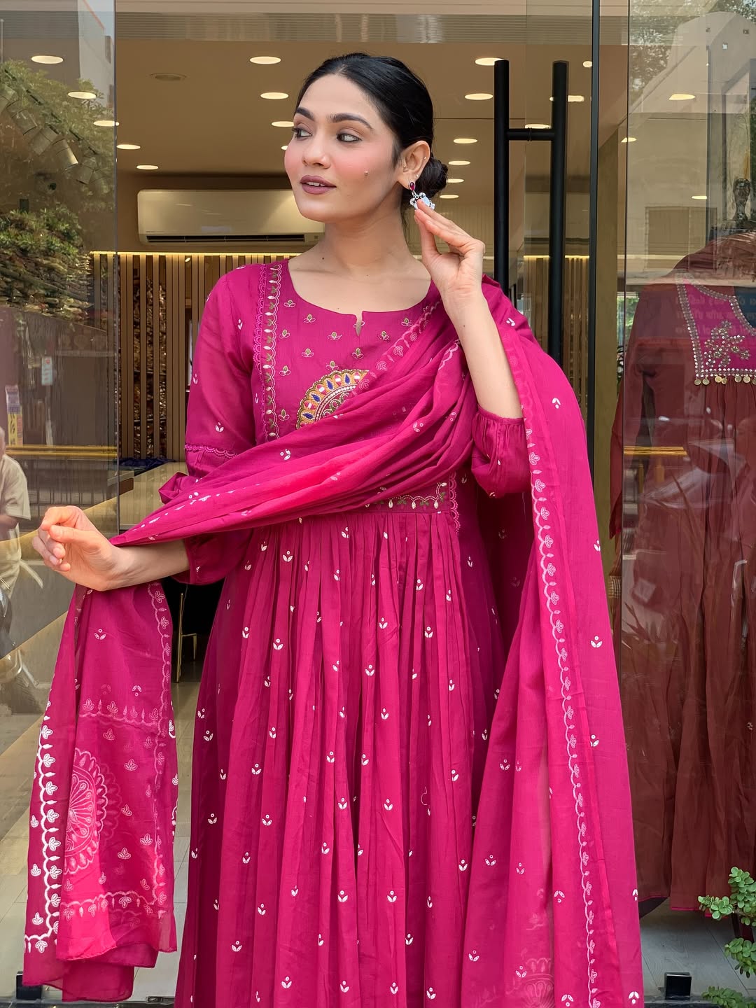 Jaipur Kurta Pink Premium Mul Cotton Kurta Suit With Dupatta