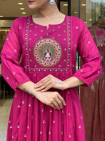 Jaipur Kurta Pink Premium Mul Cotton Kurta Suit With Dupatta