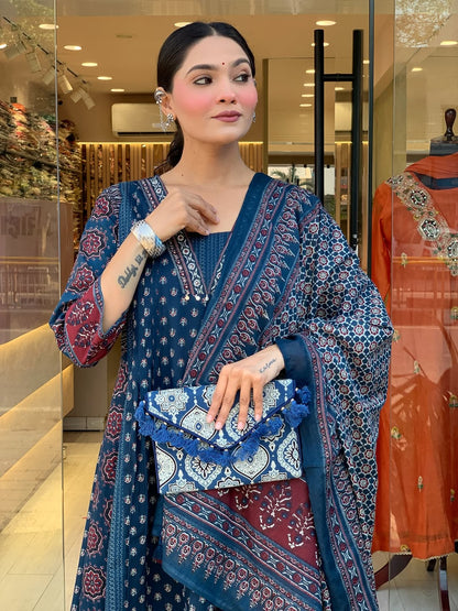 Jaipur Kurta Premium Mul Cotton Kurta And Palazoo With Dupatta
