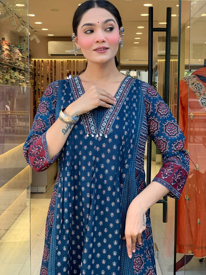 Jaipur Kurta Premium Mul Cotton Kurta And Palazoo With Dupatta