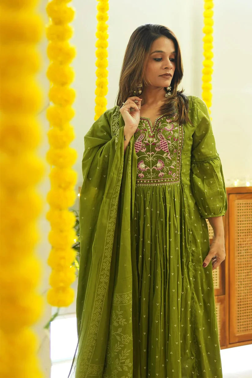 Jaipur Kurta Set With New Style For Women(Green)