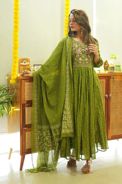 Jaipur Kurta Set With New Style For Women(Green)
