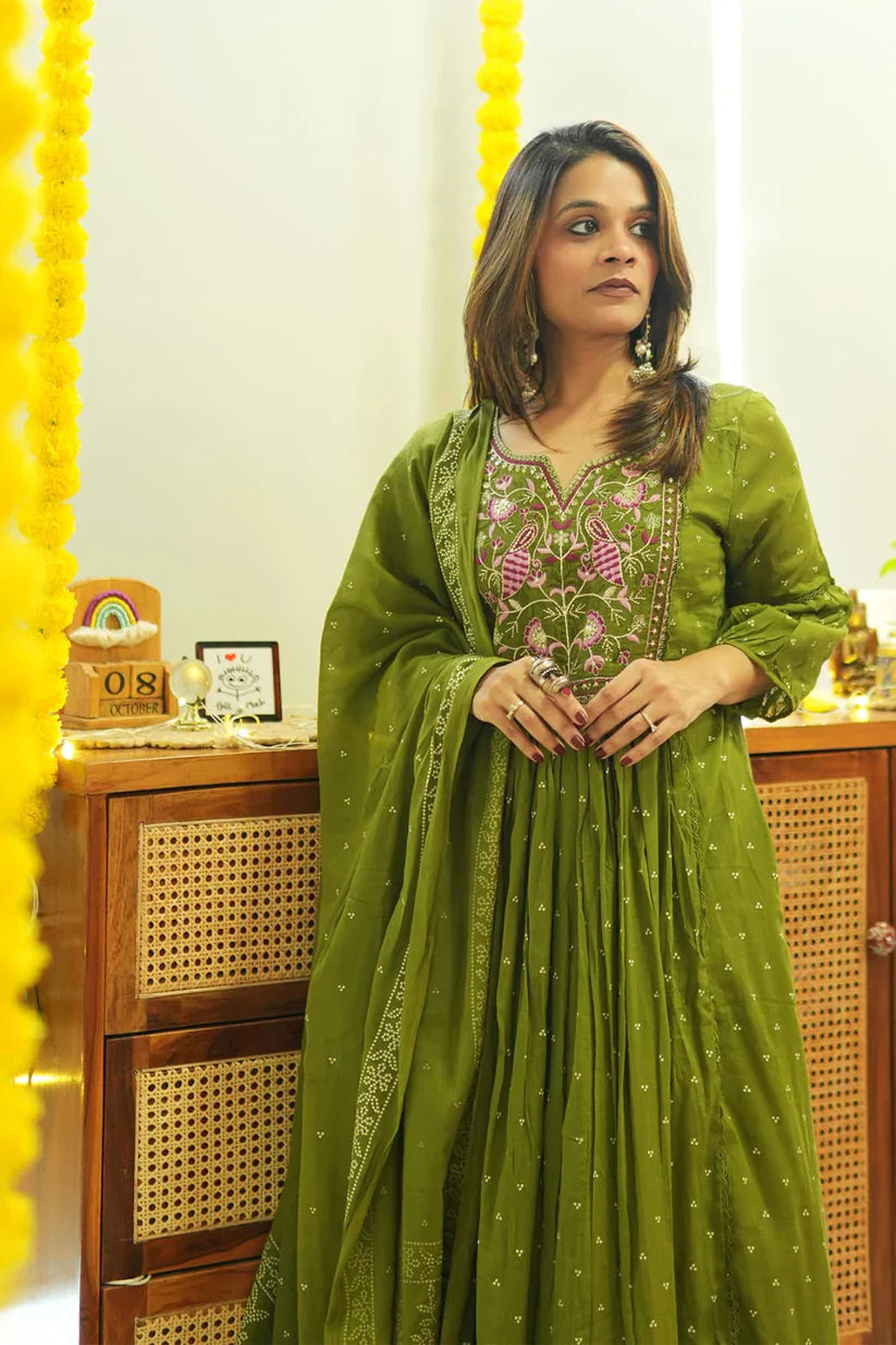 Jaipur Kurta Set With New Style For Women(Green)