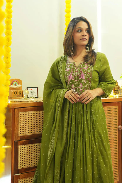 Jaipur Kurta Set With New Style For Women(Green)