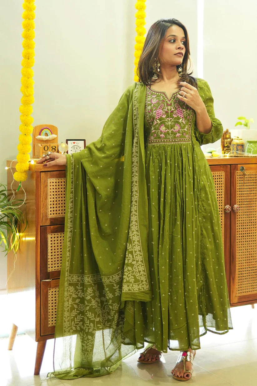 Jaipur Kurta Set With New Style For Women(Green)