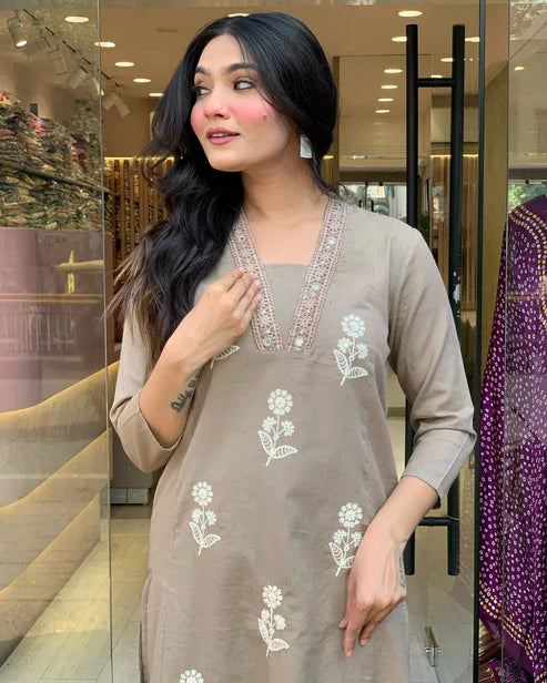Jaipur Kurta Grey Beautiful Pure Cotton Kurta Pant With Dupatta