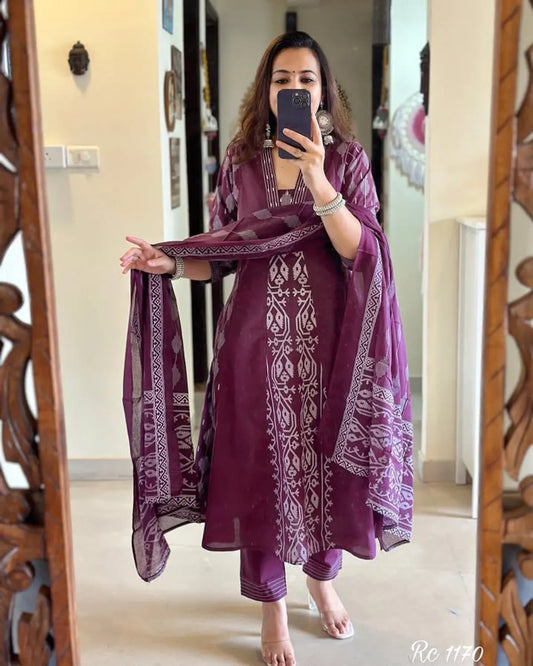 Jaipur Kurta Pure Cotton Kurta and Pants with Dupatta