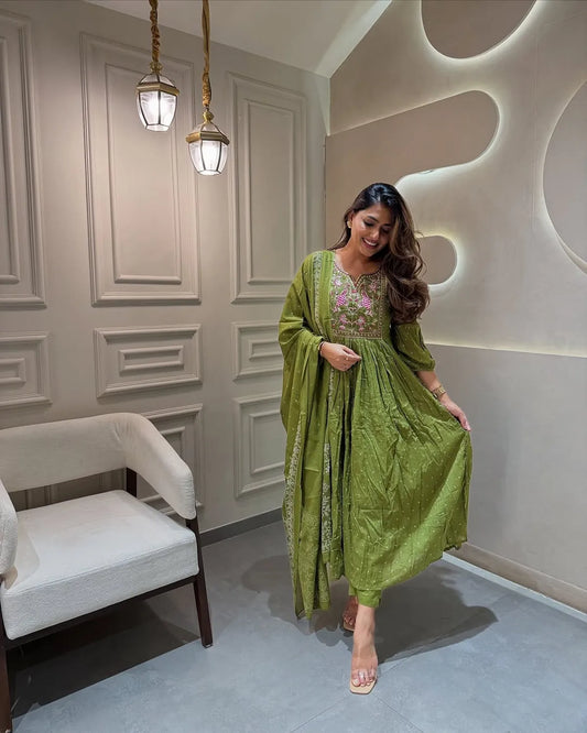 Jaipur Kurta Pure Cotton Embroidered Kurta and Pants with Dupatta For Women