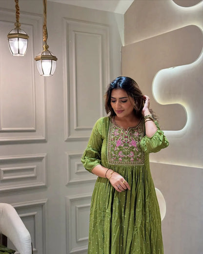 Jaipur Kurta Pure Cotton Embroidered Kurta and Pants with Dupatta For Women